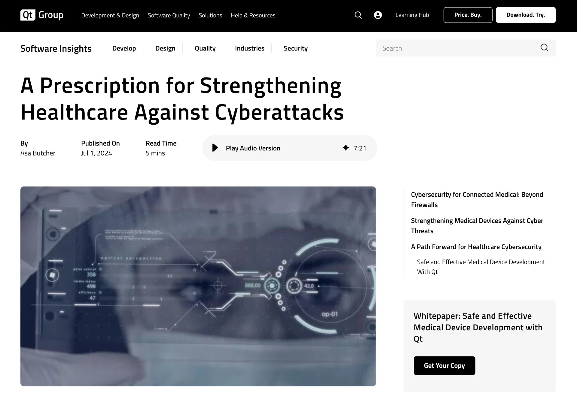 Article screenshot: A Prescription for Strengthening Healthcare Against Cyberattacks